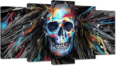 Zingarts 5 panels large abstract wall canvas colorful human skull day death.. DIAYTAR NIGERIA brings the marketplace to your home with budget-friendly prices and nationwide delivery.