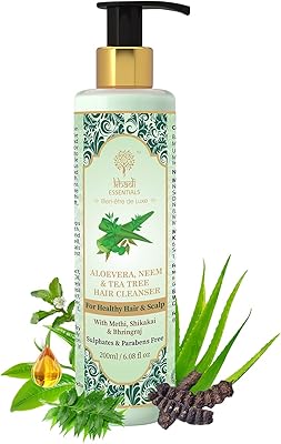 Khadi essentials methodi shampoo with aloe vera, neem, tulsi, tea tree oil, to control hair loss, antipellicular, hair growth, 200 ml of sls without parabene cleaner.. Home to endless choices and pocket-friendly prices — DIAYTAR Nigeria.