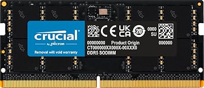 Crucial memory for laptop RAM 32 GB DDR5 4800 MHz CL40 CT32G48C40S5, black.. DIAYTAR Nigeria: Great value, fast delivery, and endless options.
