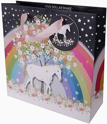 Check of five dollars, luxury gift bag, medium 22 x 22 x 8 cm - unicorn, sea05.. DIAYTAR NIGERIA connects your desires with reality through our affordable e-commerce platform and quick delivery.