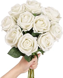 Loui yu artificial flowers in velvet 10 Fausses Flowers in white silk with flower gift rod for wedding festival interior decoration - white.. DIAYTAR NIGERIA brings the market to your screen with thousands of affordable products delivered to your door.