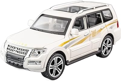 Model of car alloy alloy under pressure at scale 1:32 for all-terrain vehicle Mitsubishi Pajero SUV, car model in alloy molded under pressure, children's gift (white).. DIAYTAR NIGERIA delivers happiness in 5-8 days with our affordable and diverse product range.