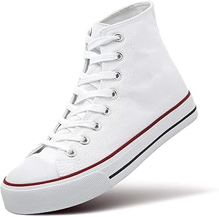 Casual sneakers in canvas with laces and high collar for women, white, size 6, white, 36 eu.. Shop with confidence at DIAYTAR NIGERIA, Nigeria's premier affordable e-commerce platform.