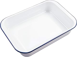 Weback Emailware 9 "x 13" rectangular cooking dish food containers lasagna, white white with blue edge.. DIAYTAR NIGERIA: Where shopping is a pleasure with affordable prices and reliable delivery service.