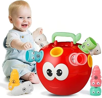 AM Anna Apple learning toy, Montessori toys for boys and girls of 1, 2 and 3 years old, with sorting numbers and apple and worm colors, educational portable toys and with fine baby engine, birthday gifts.. DIAYTAR NIGERIA brings the marketplace home to you with affordable prices and delivery in 5-8 days.