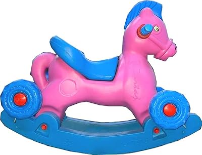 A children's rocking horse with wheels and 2 in 1 seat (pink color).. DIAYTAR NIGERIA: Your partner in affordable online retail with reliable delivery across the nation.