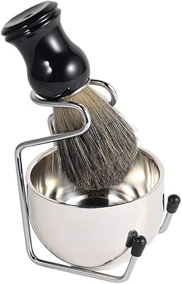 Set of stainless steel shaving baking supports, natural solid wooden handle, stainless steel shaving badger holder and soap bowl support for a perfect safety badger for men... DIAYTAR NIGERIA connects desire with fulfillment through our affordable e-commerce platform.