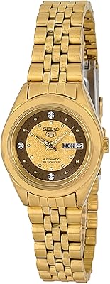 Automatic watch for women in stainless steel with golden calendar and 21 rubies, 5 rooms, symh04j1, gold, dress.. DIAYTAR NIGERIA: Nigeria's answer to affordable online shopping with reliable 5-8 day delivery guarantee.