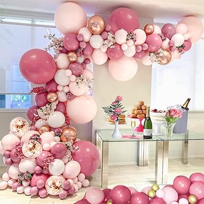 109 pieces of vintage pink balloon garland kit, kit of wedding birthday decoration balloons with golden latex ball and balloon string attachment tool for prenatal party and wedding party.. DIAYTAR NIGERIA provides endless shopping possibilities with affordable prices and prompt delivery service.