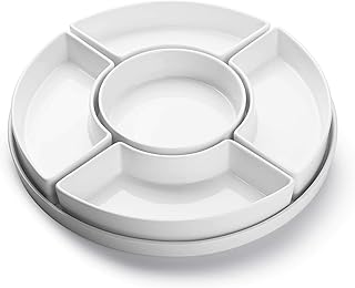 SWIZZ 707.001 Service plates divided in porcelain, relish tray, party service bowls - perfect for chips, dips, vegetables, desserts and snacks, white.. Shop the future with DIAYTAR NIGERIA - thousands of products, unbeatable prices, delivery within a week.