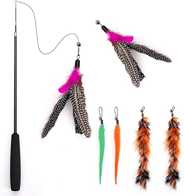 Azdak 7 pieces of attractive toys for cats and interactive feather wand with stick.. DIAYTAR NIGERIA revolutionizes online shopping with competitive prices and reliable 5-8 day delivery.
