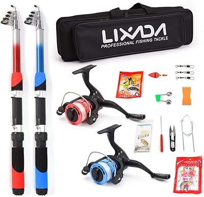 Lixada Fishing rod reel with 2 Tilescopic fishing rods of 2.1 m and 2 spinning reels, hooks, hooks, accessories and bag of bag.. Order today, receive this week — shopping with DIAYTAR Nigeria is that simple.