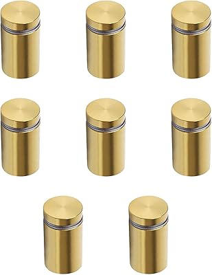 8 pieces 3 cm x 2 "Stainless steel and acrylic steel suspension bedbugs, photo frame, glass support, advertising nails, with screws, golden brass finish.. DIAYTAR NIGERIA: Where every search leads to affordable products delivered promptly across Nigeria.