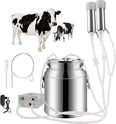 Cowing machine, cow's milking machine, automatic pulse vacuum pump with stainless steel milk bucket (color: cow, volume: 14L).. Shop smart with DIAYTAR NIGERIA, offering a vast product range delivered to your doorstep within a week.