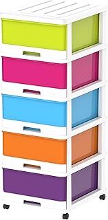 Cosmoplast storage cabinet with 5 levels with drawers and casters, mixed white.. Experience hassle-free shopping with DIAYTAR NIGERIA's user-friendly platform and prompt delivery service.