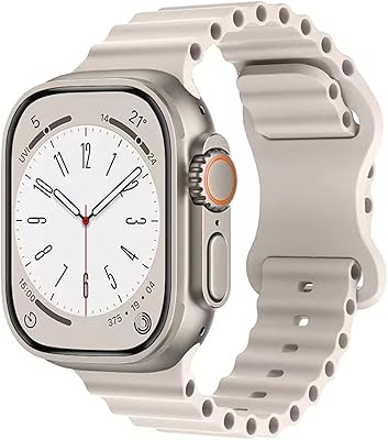 Wave design silicone sports bracelet compatible with Apple Watch 45 mm 42 mm 44 mm 49 mm for men and women, compatible with IWatch Ultra Series 8/7/6/5/4/3/2/1 SE Star Light.. Navigate through thousands of products at pocket-friendly prices with DIAYTAR NIGERIA's easy-to-use platform.