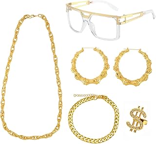 Rapper cosplay costume from the 80s and 90s for men and women, hip hop style from the 90s, a large fake golden chain, celebration sunglasses, 80s accessories.. Your go-to destination for affordable online shopping, DIAYTAR NIGERIA delivers in under 8 days.
