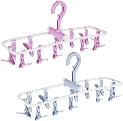 Portable foldable linen hanger, pack of 2 12 clips, foldable linen drying support for socks and underwear, foldable suspension support, 360 degree rotation.. Experience convenient online shopping on DIAYTAR Nigeria — wide selection and affordable delivery.