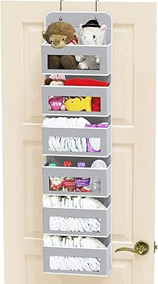 Organizer of cupboard suspended at 6 shelves, storage organizer hanging above the door with pocket organizer with transparent window for baby clothes, foldable layer organizer (gray).. Join the movement — fast, affordable shopping only at DIAYTAR Nigeria.