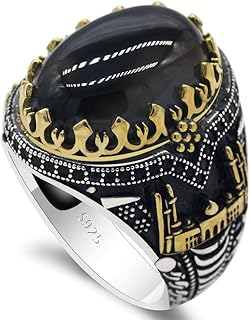 Natural agate ring for men, black agate stone in sterling 925 silver, ring with an ancient castle design, unique hand ring, metal, agate.. DIAYTAR NIGERIA: Where affordability meets variety, with thousands of products delivered in less than 8 days.