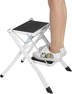 Folding scale with 2 steps, 42 x 48 x 41.5 cm, robust steel staircase stool, folding safety scale with non -slip safety carpet, capacity of 120 kg, 42 x 48 x 41.5 cm.. DIAYTAR NIGERIA: Your partner in affordable online shopping with dependable delivery within 8 days.