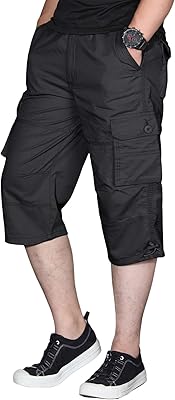 Eklentson Long shorts for men, Elastic cargo shorts under the knee, Capri pants with a large cut with 6 pockets (without a belt).. No stress, no delays — DIAYTAR Nigeria is your trusted shopping partner.
