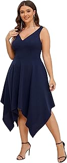 Long trapezius formal dress with V-neck and short-flying sleeves with elastic for women, large size 00023-dm.. DIAYTAR NIGERIA revolutionizes online shopping with competitive prices and reliable 5-8 day delivery.