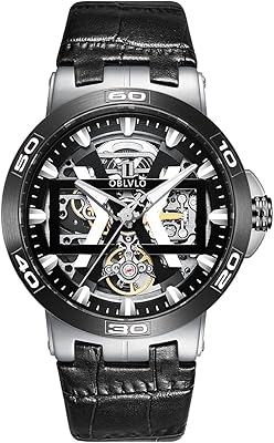 Automatic watches in steel design obliglo, skeleton dial, um leather bracelet.. Discover the convenience of DIAYTAR NIGERIA's vast e-commerce platform with delivery in just 5-8 days.