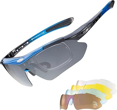 Unisexes Rock Bros sunglasses with 4 interchangeable glasses for fishing/running/cycling/baseball, TR90 unbreakable, UV400 protection.. You shop, we deliver — quick and easy with DIAYTAR Nigeria.