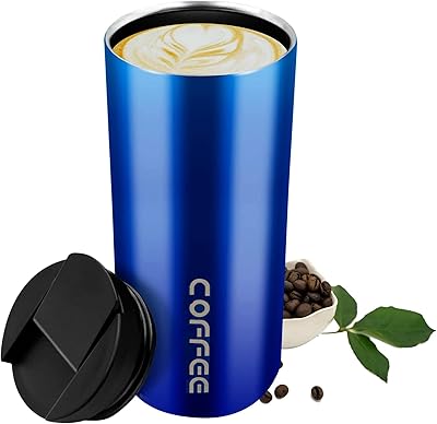 Double-walled coffee cup, coffee cup with cover, non-slip stainless steel travel cup 550 ml for car cup holder, waterproof coffee mug for desk, picnic, interior and exterior (550 ml, blue).. DIAYTAR NIGERIA delivers affordability and convenience to your doorstep within 8 days of purchase.