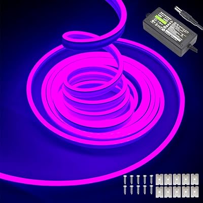 Flexible and waterproof neon light strip of 16.4 feet/5 m, 12 V, for the decoration of the bedroom and the outer room [with adapter sector] (purple).. DIAYTAR NIGERIA: Your trusted marketplace that combines variety, affordability and reliable shipping.
