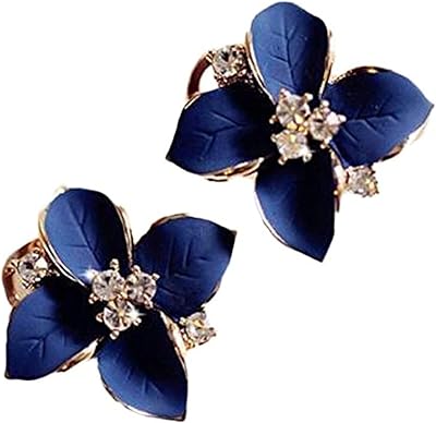 Earrings Shining Diva Fashion Fashion for women and girls, elegant and studded for the holidays with enamel flower motif, color (blue), model (8540er).. DIAYTAR NIGERIA: The marketplace that brings affordable products to every Nigerian home in under 8 days.