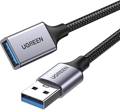 USB 3.0 Ugreen Male to female for 5GBPS data transfer, compatible with webcam, mobile phone, USB hub, mouse, keyboard, hard drive, helmet and flash memory (1 meter).. Find quality and variety without breaking the bank — only on DIAYTAR Nigeria.