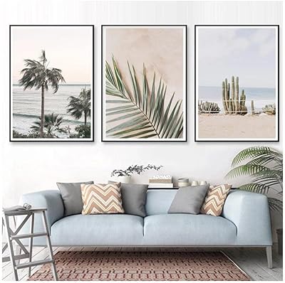 Black beige nature landscape palm leaves canvas painting wall art impressions photo decor dining room posters 42 x 60 cm x 3 rooms without frame.. DIAYTAR NIGERIA brings quality products to every corner of Nigeria at prices everyone can afford.