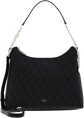 Hobo bag for women with gying, black, black logo, represents a bygone era.. DIAYTAR NIGERIA: Your trusted marketplace that combines variety, affordability and reliable shipping.