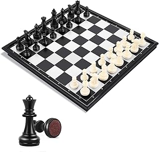 Rabix chess game, set of magnetic chess pieces with failures, foldable/laptop storage tray, traditional game, educational toys for children/adult gifts (black/white, 30 x 30 x 2 cm).. Shop with confidence at DIAYTAR NIGERIA, enjoying competitive prices and delivery within 8 days.