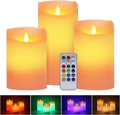 LED -free LED candles, pack of 3 candles pillars luxonic white warm and real multicolored wax, operating in batteries with timer, flame -free pillars candles for decoration.. Shopping made simple with DIAYTAR NIGERIA's vast selection and budget-friendly nationwide delivery.