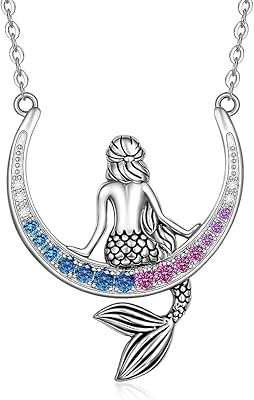 Mermaid Sterling Silver Women Collar, Small Sea Mermaid Necklace, Moon Necklace, Ocean, Fairy Tail, Fish, Christmas jewelry, Sterling Silver, Cubic Zirconia.. From phone accessories to home decor — DIAYTAR Nigeria ships it fast.