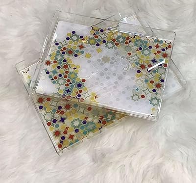 Acrylic service tray for decoration of Eid - two -piece tableware tray for decoration of Eid (white).. Experience the convenience of boundless shopping with DIAYTAR NIGERIA's affordable platform and quick shipping.