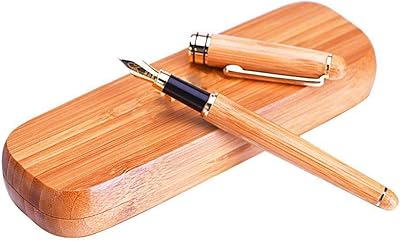 Classic feather pen with golden feather, handcrafted in bamboo wood, with case and ink charging tool.. DIAYTAR NIGERIA: Your affordable gateway to thousands of products delivered within a week.