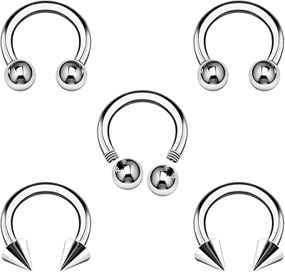 5 pieces 16g 3mm Iron earrings on horseshoe surgical steel, spherical cone earrings for cartilage of the nose and lips, earrings piercing tragus choosing the waist.. Your digital marketplace solution, DIAYTAR NIGERIA delivers quality and value within the week.