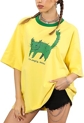 Women's T-shirt with short sleeves and oversized graphics, in gentle cotton with aesthetic design.. Discover the perfect shopping balance at DIAYTAR NIGERIA with competitive prices and prompt delivery.