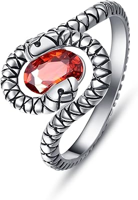 Double Double Serpent Silver Sterling 925 Silver with Red Garnet Stone, Punk Gothic Serpent Ring, jewelry gift for women and men.. DIAYTAR NIGERIA brings affordable products to every doorstep with our reliable 5-8 day shipping.