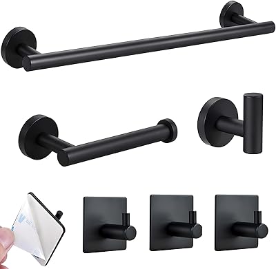 FAW DOO Round Bath Towels Stainless steel, adhesive hooks, brushed nickel, 6-room matt bathroom equipment set.. Your budget-friendly online marketplace, DIAYTAR NIGERIA delivers a world of products in just 5-8 days.
