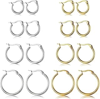 Creole earrings in steel and golden titanium for women, set of hypoallergenic earrings for cartilage piercing.. Enjoy deals you can’t resist and delivery you can trust — DIAYTAR Nigeria.