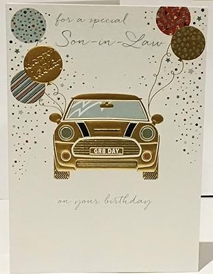 Special Mind Year Birthday Card - Golden Car - 9 x 6.25 inches - Words and wishes.. Love deals? DIAYTAR Nigeria has you covered with low prices and fast delivery.