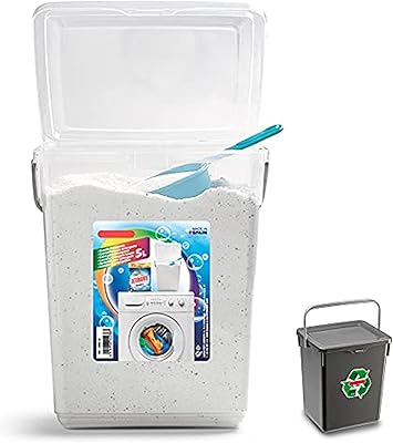 Plasticik 5 l plastic storage container with cover and transport handle - detergent storage container, soap and powdered laundry, laundry accessories (5 L - transparent).. With DIAYTAR Nigeria, your wishlist becomes reality, fast.