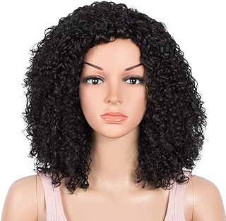 Icon style 13.5 "short -term curly wig, curly and soft wig with high twists, Afro synthetic wig with side line (13.5 inches, 1b).. DIAYTAR NIGERIA brings the market to your fingertips with affordable prices and swift delivery services.