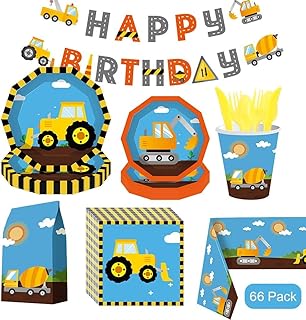 Amerteer Construction 66 pieces of birthday party supplies, including truck festival decorations with tilting dumpsters, dishwashing plates, etc. Suitable for boys' birthday party decoration.. Shop across boundaries with DIAYTAR NIGERIA's comprehensive catalog delivered nationwide at budget rates.