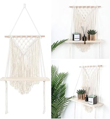 Suspended cotton rope planter in macrame Helvety, wall plant support for garden, house, store, bedroom (beige).. Affordable choices, delivered fast — that's the DIAYTAR Nigeria promise.